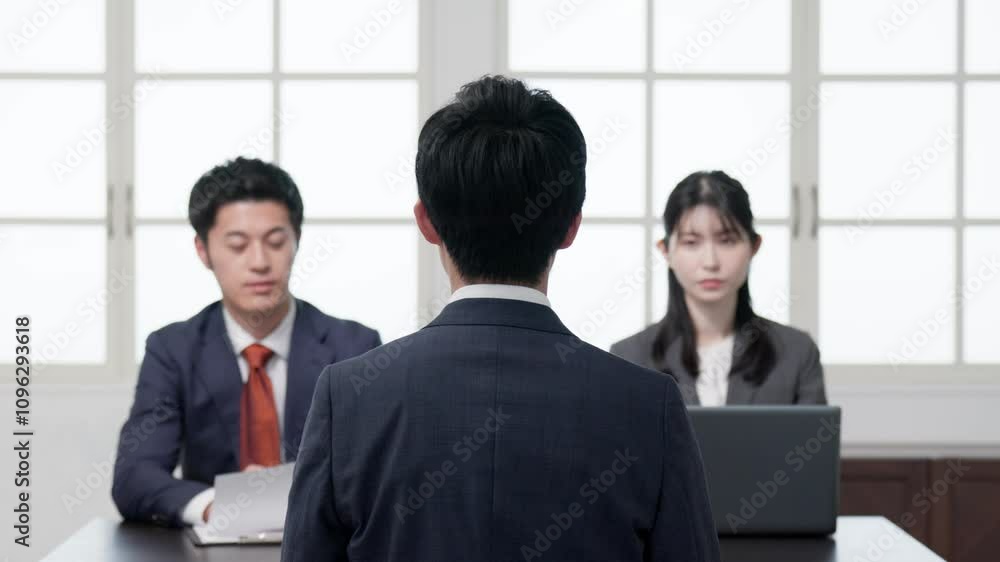 就職活動で面接をするビジネスパーソン 就職活動で面接をするビジネスパーソン