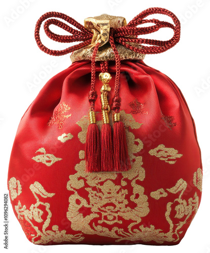 Chinese Lucky Red Bag, PNG, Isolated on Transparent Background