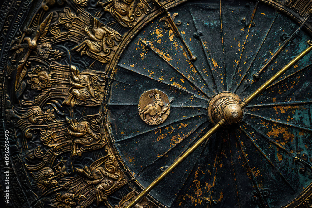 Fototapeta premium Astrological composition with zodiac circle in signs and symbols