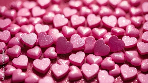 fuchsia mini hearts on corners space for text on contrast background