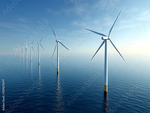 A wind farm featuring tall wind turbines generating electricity across a vast landscape