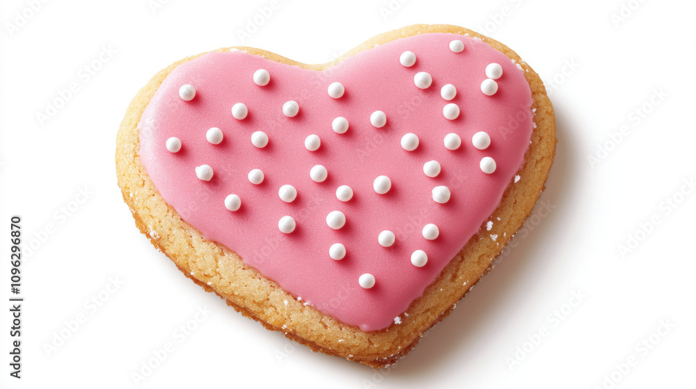 heart shaped sugar cookie topped with pink frosting and white sprinkles, perfect for celebrations and sweet moments heart shaped sugar cookie topped with pink frosting and white sprinkles, perfect for celebrations and sweet moments