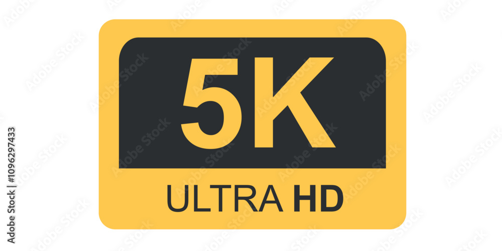5K Ultra HD resolution label. Flat style design isolated on white background. 5K Ultra HD resolution label. Flat style design isolated on white background.