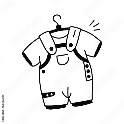 Cute baby overalls icon design, ready to use vector