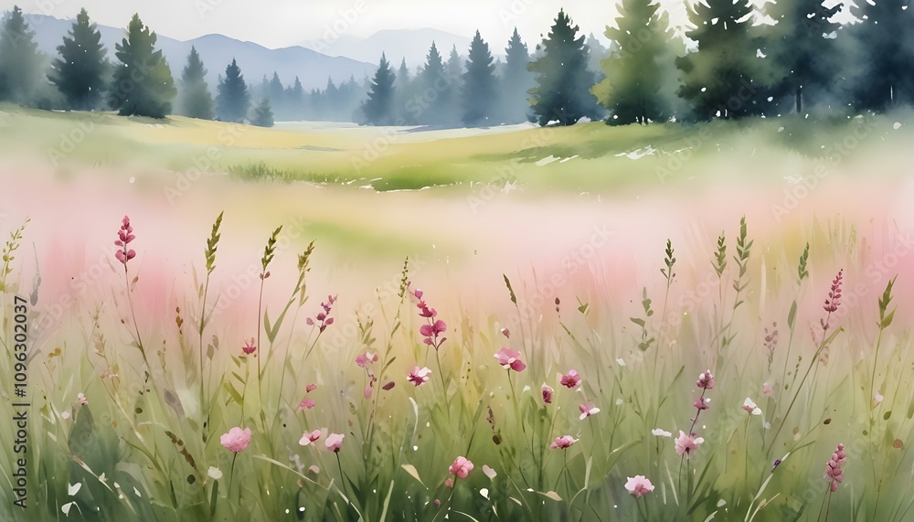 Naklejka premium Meadow with natural textures and realistic details in a candid, serene setting with soft lighting