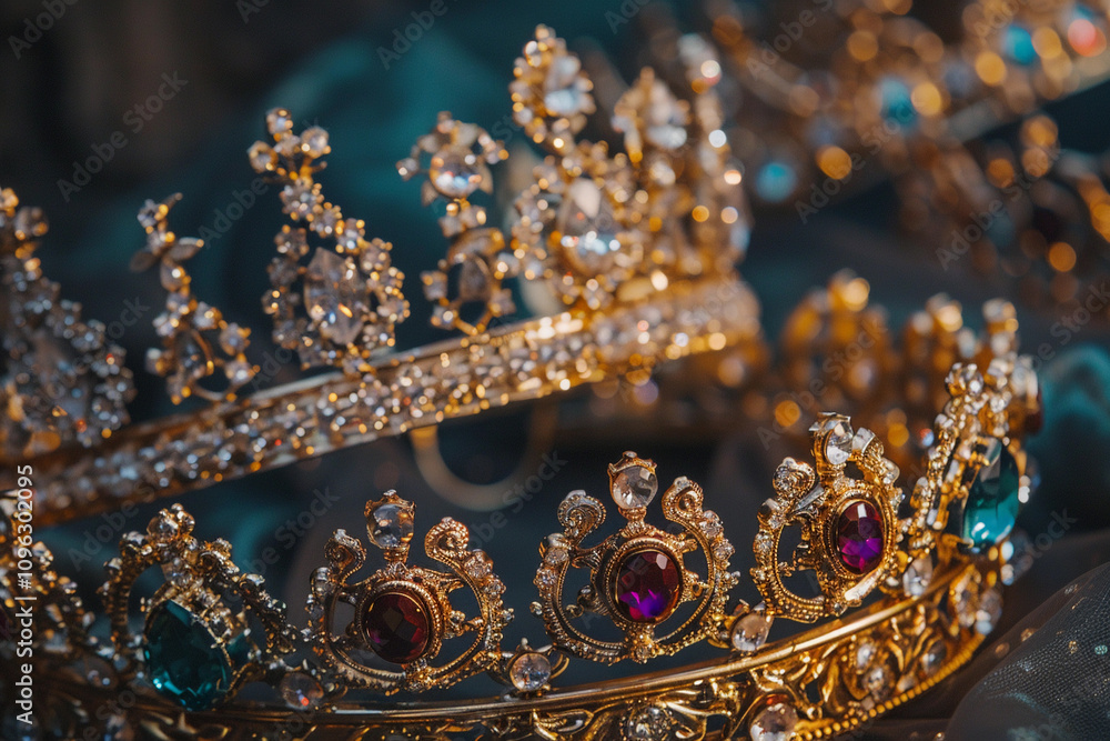 Fantastic beautiful king or queen crown from gold material for coronation Fantastic beautiful king or queen crown from gold material for coronation