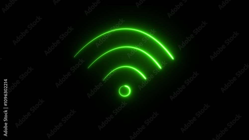 Neon Wi Fi animation. Glowing internet icon animation. Neon Wi Fi animation. Glowing internet icon animation.