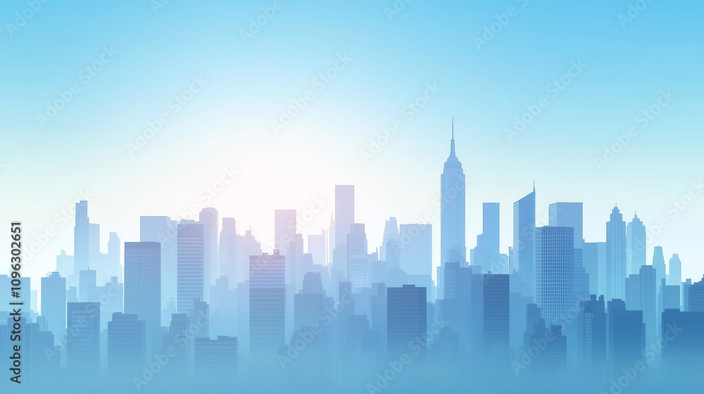 Modern Skyline with High-Rise Office Buildings under Blue Sky Modern Skyline with High-Rise Office Buildings under Blue Sky
