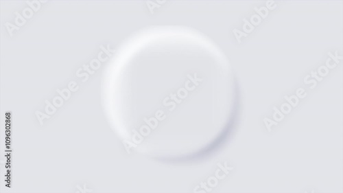 Animation of Soft White circle neumorphism button, Minimalist neumorphism podium or stage reveals from top view for placing a product or the