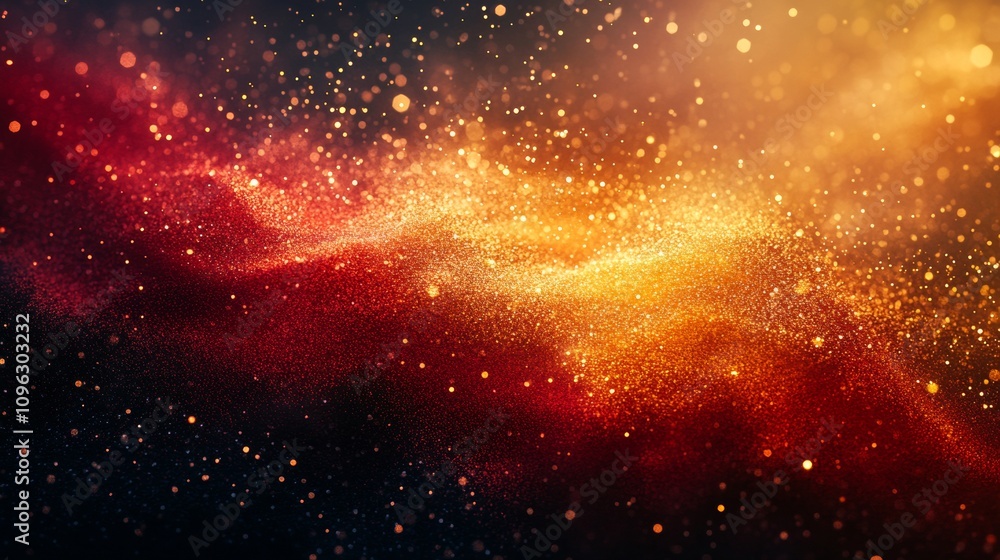 Naklejka premium Freeze motion of various red and yellow segments of powder explosion, abstract background