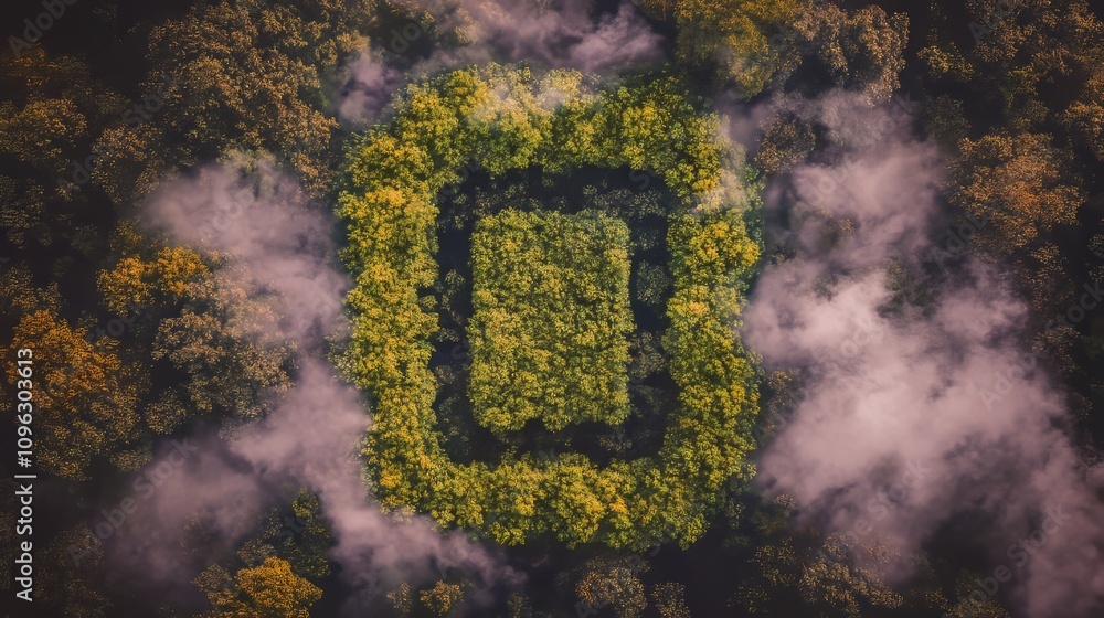 Smartphone Shaped Forest in Misty Mountains Smartphone Shaped Forest in Misty Mountains