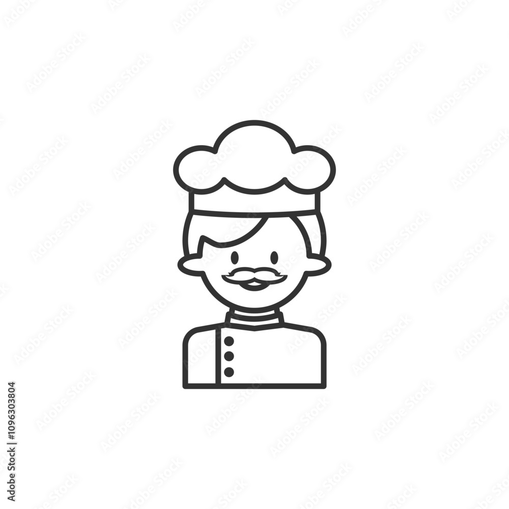 Chef icon on white background. Outline chef icon profession concept. Chef icon on white background. Outline chef icon profession concept.