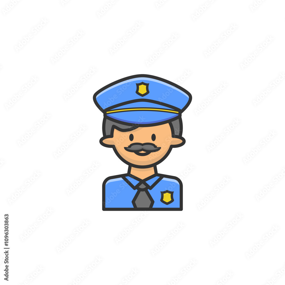 Police icon on white background. Cartoon icon profession concept. Police icon on white background. Cartoon icon profession concept.