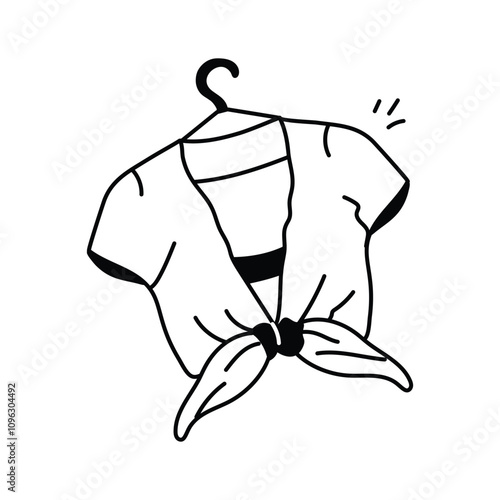 Well designed icon of cropped tie top with a knotted front