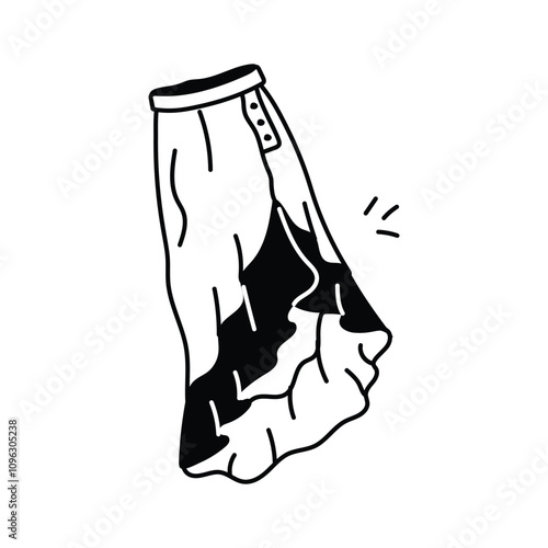 Icon of flowy skirt with elegant layers, ready to use vector