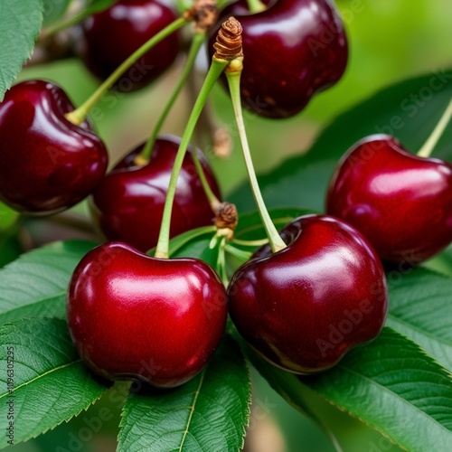 Visualize two plump, ripe cherries nestled together, their vibrant red skins glistening. Write a story that explores the significance of these cherries to a character’s life. Perhaps they  photo