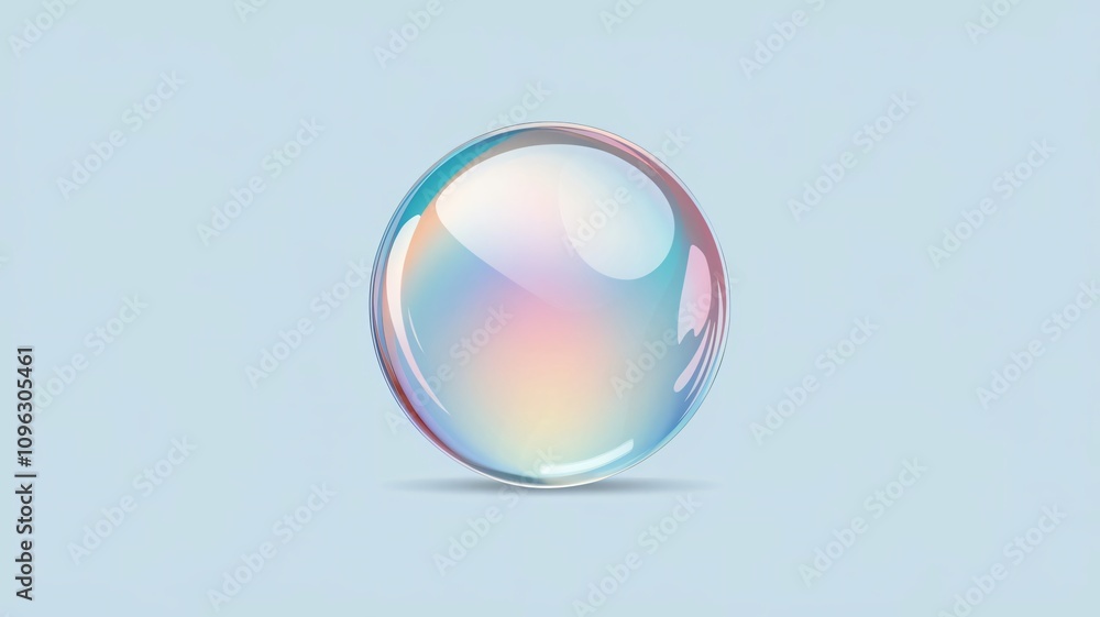 A vibrant iridescent sphere on a light pastel background. A vibrant iridescent sphere on a light pastel background.