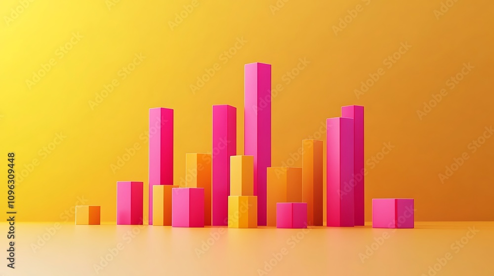 Modern 3D representation of a growth chart with rising bars on a plain background Modern 3D representation of a growth chart with rising bars on a plain background