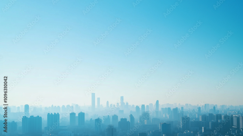 Fototapeta premium Modern City Skyline with CBD Office Buildings - Drone View and Clear Blue Sky