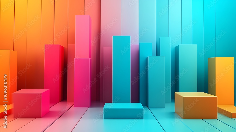 Abstract 3D bar graph on white illustrating upward trends in scalability Abstract 3D bar graph on white illustrating upward trends in scalability