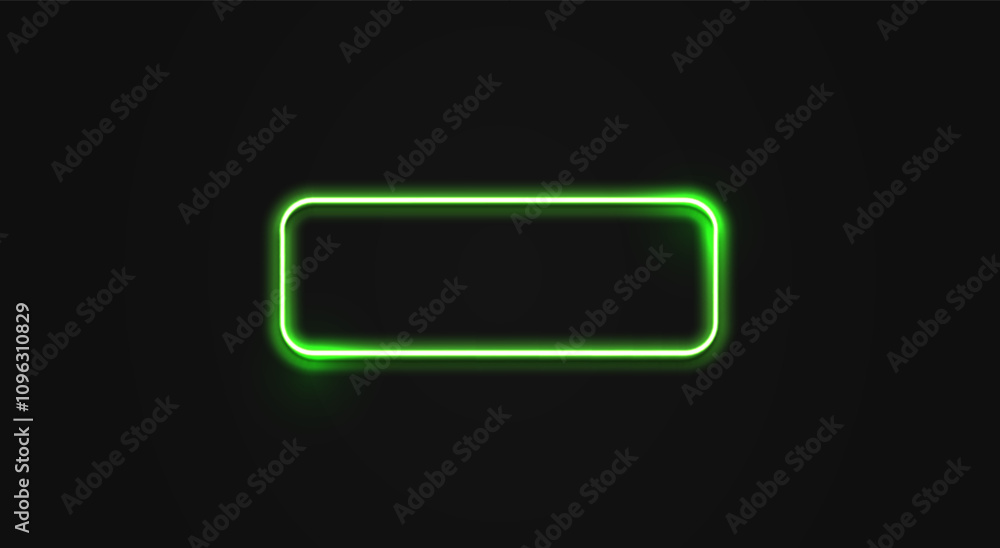Neon frame green rectangle set. Glowing colorful rectangular border. Geometric shape action UI elements with copy space. Neon frame green rectangle set. Glowing colorful rectangular border. Geometric shape action UI elements with copy space.