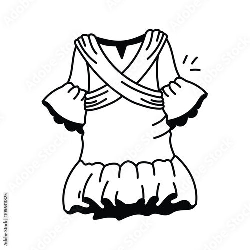 Cute dress with layered skirt and crossover design.