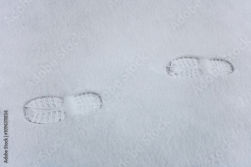 Shoe Prints in Fresh Snow