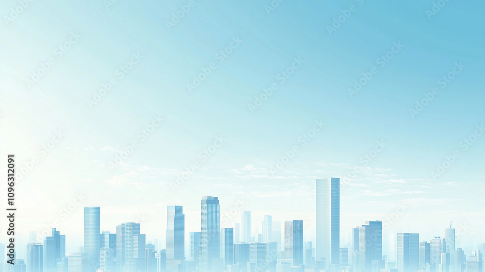 Fototapeta premium Modern City Skyline with CBD Office Buildings - Drone View and Clear Blue Sky