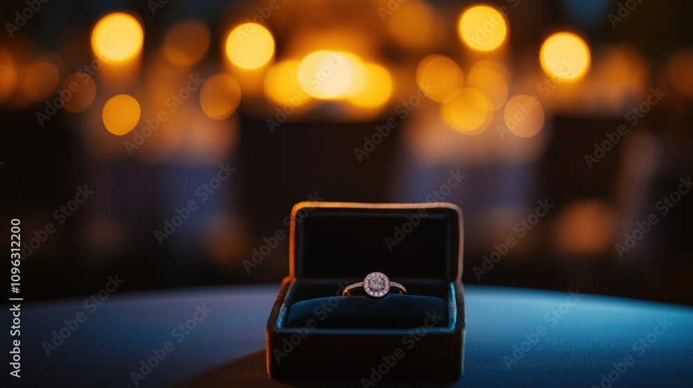 Elegant Ring in Velvet Box Displayed Elegant Ring in Velvet Box Displayed
