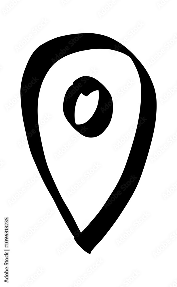 Doodle map pin, hand drawn navigation, sign location. Set isolated on white background. Doodle map pin, hand drawn navigation, sign location. Set isolated on white background.