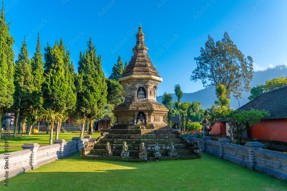 Ancient Buddhist Stupa in Hindu temple Pura Ulun Danu Bratan was build around 1634 AD Ancient Buddhist Stupa in Hindu temple Pura Ulun Danu Bratan was build around 1634 AD