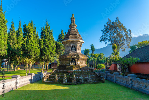 Ancient Buddhist Stupa in Hindu temple Pura Ulun Danu Bratan was build around 1634 AD