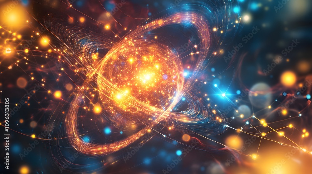 Obraz premium The discovery of subatomic particles like protons, neutrons, and electrons