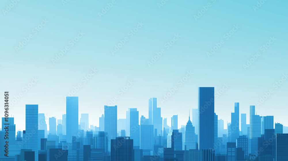 Fototapeta premium Modern City Skyline with CBD Office Buildings at Sunset - Drone View