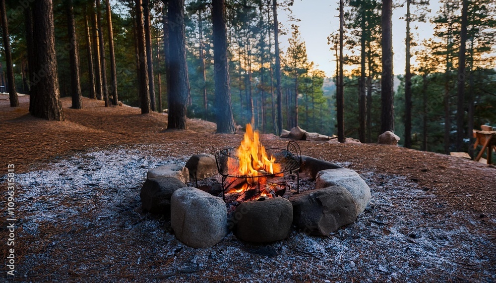 fire place bbq in forest with stones and ashes fire place bbq in forest with stones and ashes