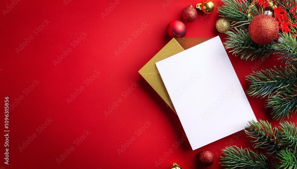 festive christmas mockup over the red background with copy space festive christmas mockup over the red background with copy space