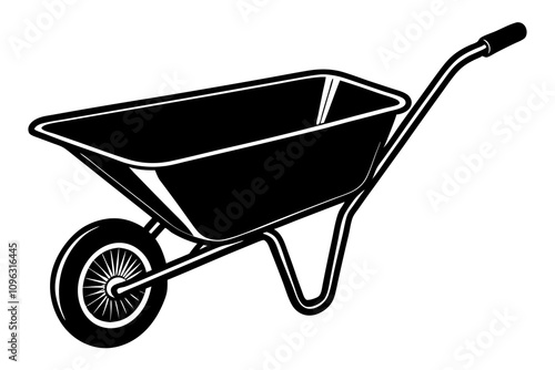 outlined handbarrow carriage for soil on white background