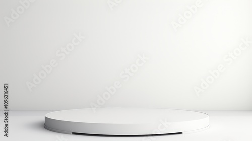 Minimalist White Display Platform on Neutral Wall Background