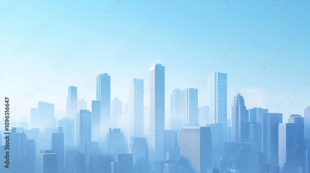 Modern Skyline with High-Rise Office Buildings under Blue Sky Modern Skyline with High-Rise Office Buildings under Blue Sky