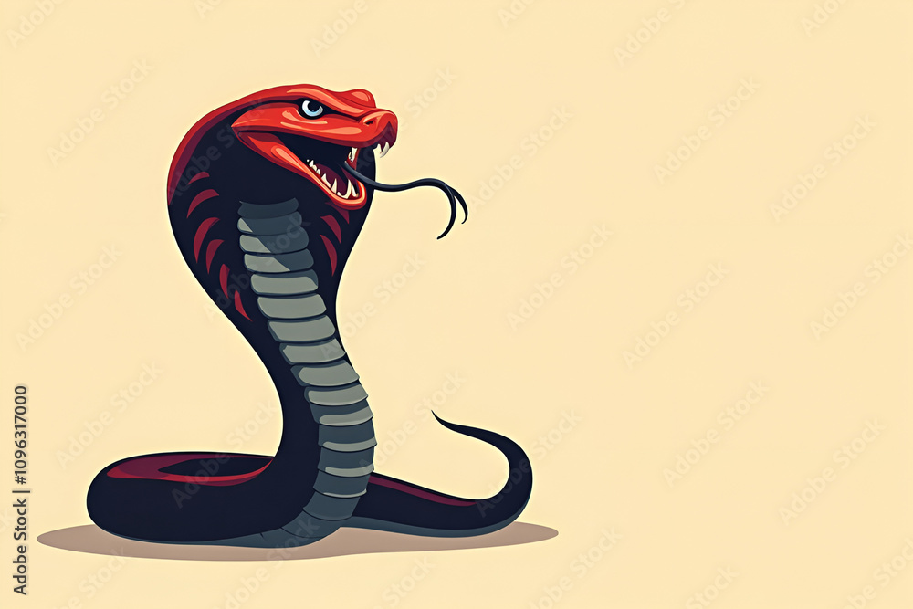 Fototapeta premium Dramatic Stylized Cobra Illustration in Dark Tones with Fiery Accents