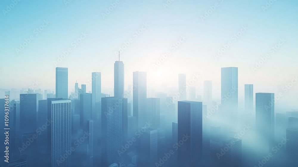 Modern Skyline with High-Rise Office Buildings under Blue Sky Modern Skyline with High-Rise Office Buildings under Blue Sky