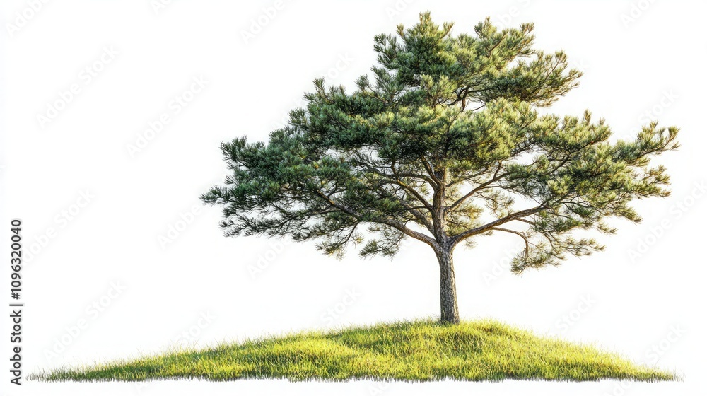 Fototapeta premium Majestic Pine Tree on a Grassy Mound