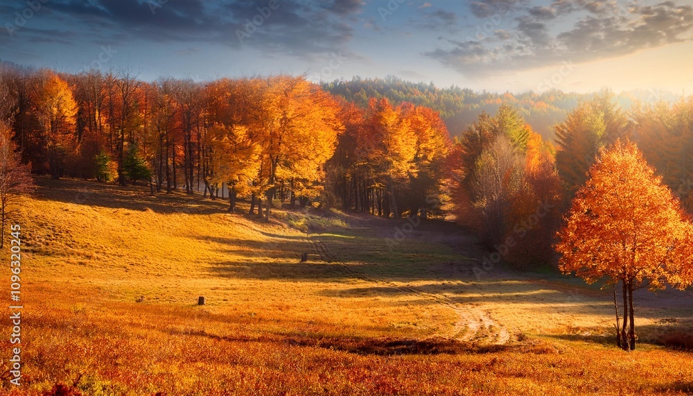 Fototapeta premium autumn forest beautiful rural scenery