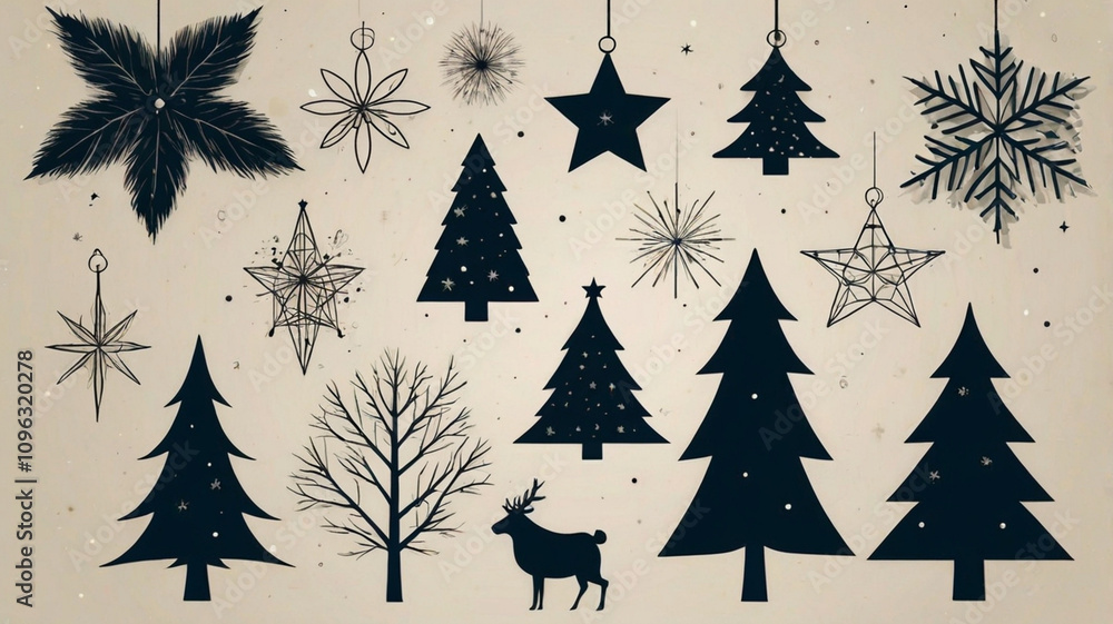 Obraz premium set of christmas trees
