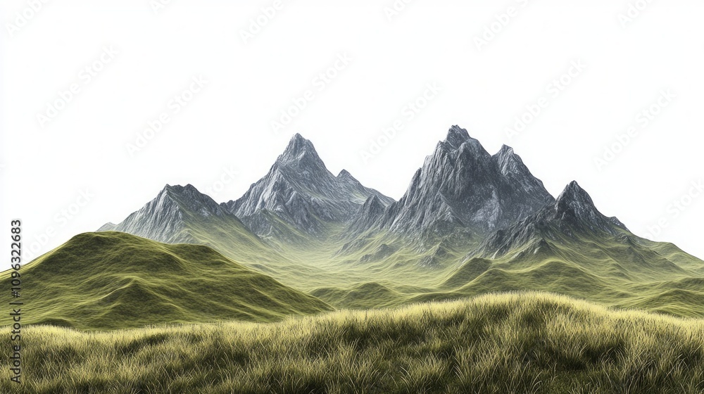 Fototapeta premium Majestic Mountain Range and Lush Green Valley