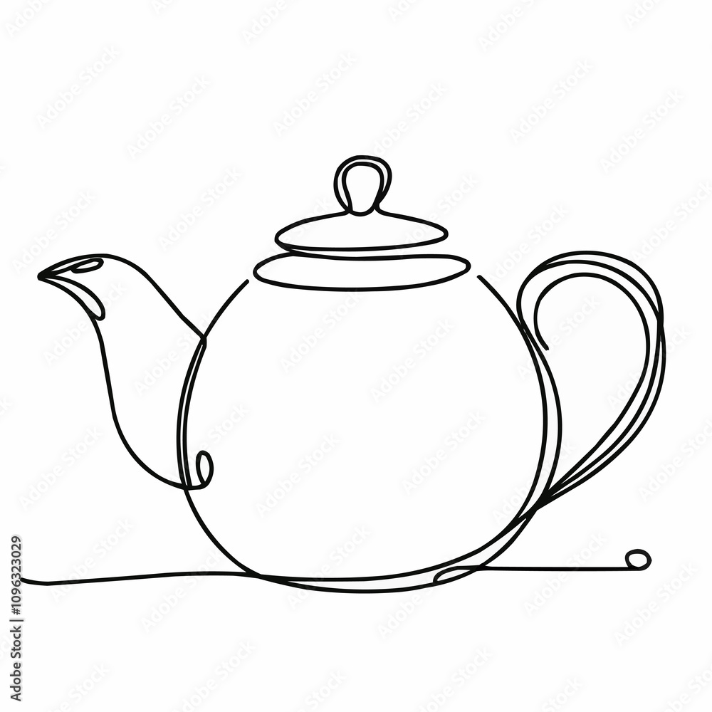 Fototapeta premium Minimalist Line Drawing of a Teapot