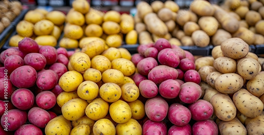 vegetable counter with potatoes, fruit and vegetable market vegetable counter with potatoes, fruit and vegetable market