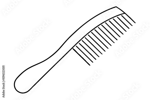 Black Line Art Comb Illustration.