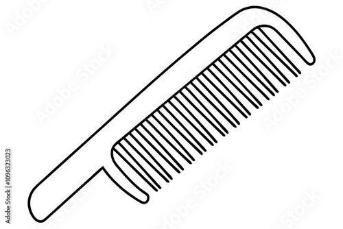 Black Line Art Comb Illustration.