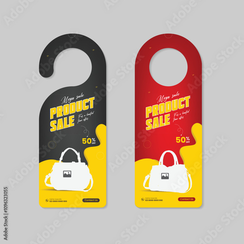 New arrival Vanity Bag Sale Door Hanger Template and Product Sale Door Hanger Two Color Design